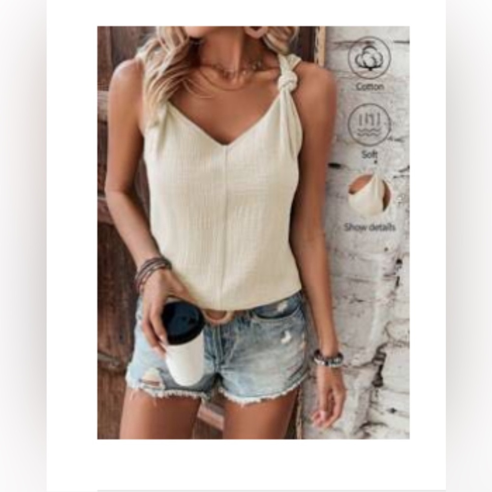 Xl (12) SHEIN Apricot knot detail v-neck tank top